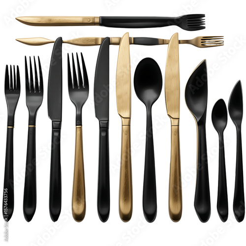 Elegant Black and Gold Cutlery Set for Fine Dining 