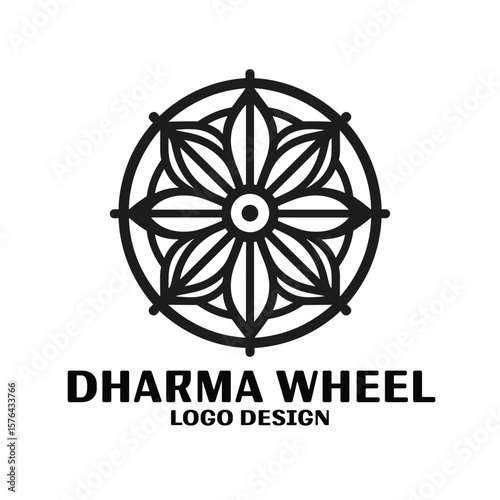 Dharma Wheel Vector Logo Design 