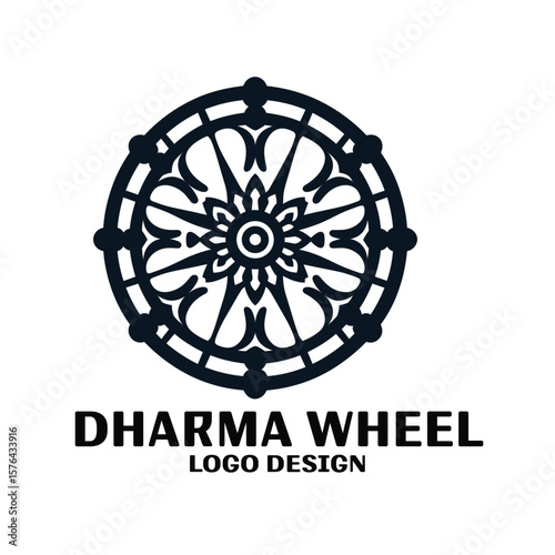 Dharma Wheel Vector Logo Design 