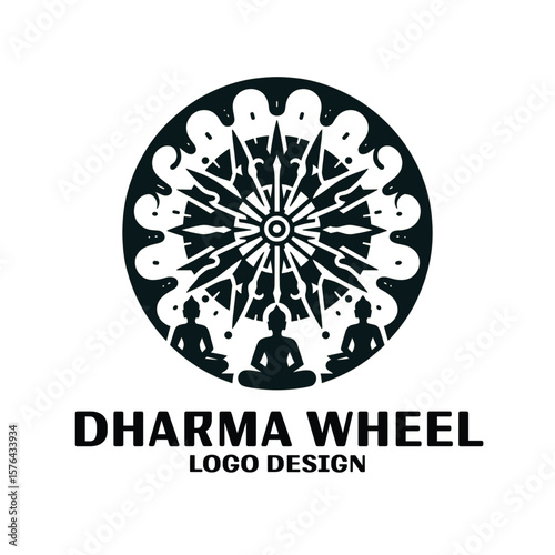 Dharma Wheel Vector Logo Design 