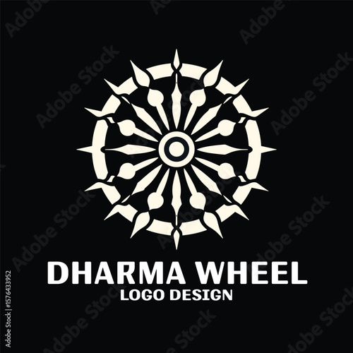 Dharma Wheel Vector Logo Design 