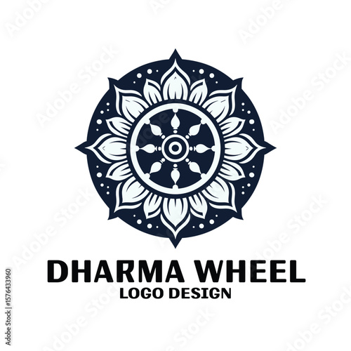 Dharma Wheel Vector Logo Design 