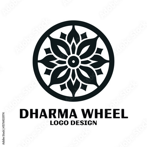 Dharma Wheel Vector Logo Design 