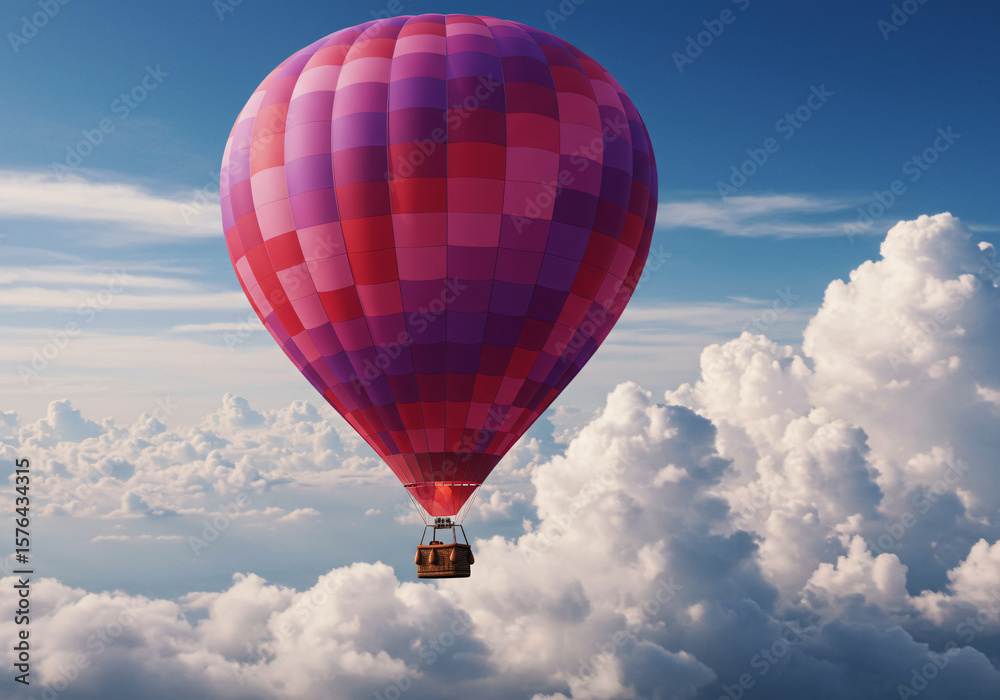 Obraz premium Multi colored hot air balloon gliding high up in the sky generated by AI 