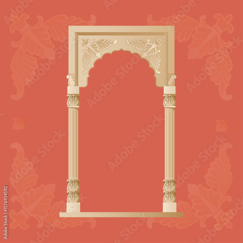 Jharokha Frame - Traditional Rajasthani Window - Stock Illustration