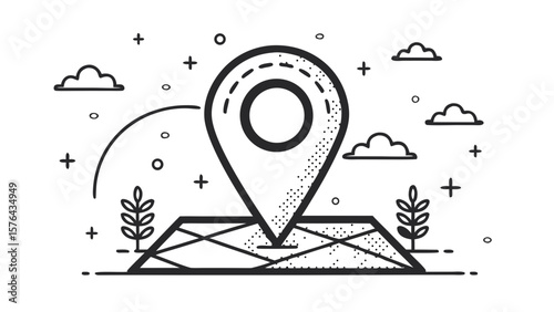 Location pin icon – black and white vector