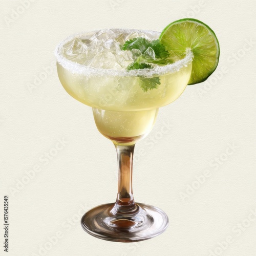 Wallpaper Mural Refreshing margarita cocktail with lime and salt rim in a classic glass isolated on white background Torontodigital.ca