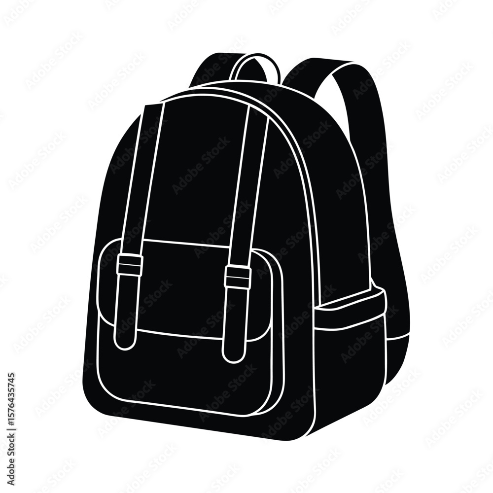 Fototapeta premium School backpack with straps equipment silhouette vector illustration