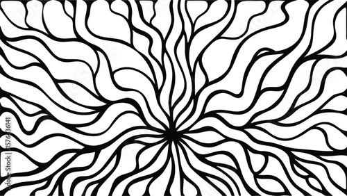 Abstract black and white pattern with organic shapes and flowing lines creating visual interest