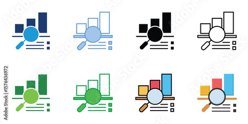 Analysis Icons Set Vector Multiple Style Collection