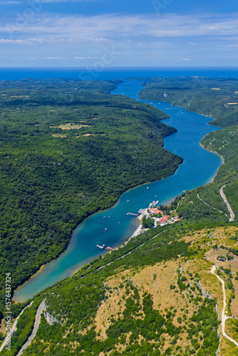 Canvas Print Limski kanal fjord drone panorama