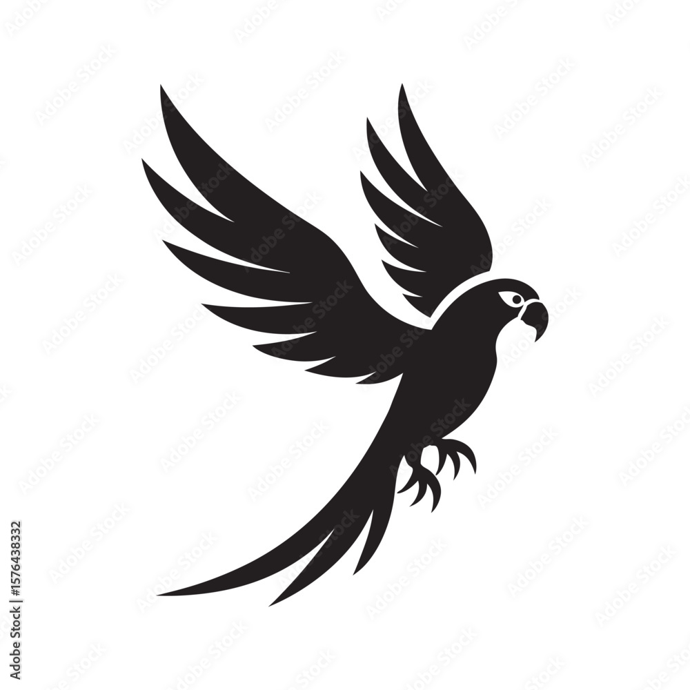 Obraz premium Parrot Flying With Tail Fully Spread