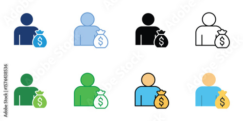 Businessman Icons Set Vector Multiple Style Collection