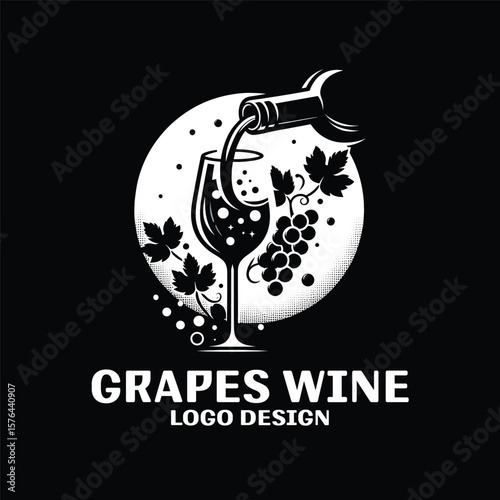 Grapes Wine Vector Logo Design 