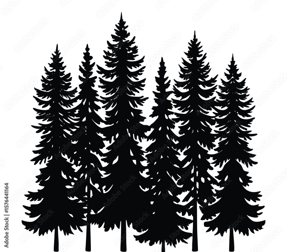 Fototapeta premium Festive Christmas Tree Vector Illustration with Ornaments and Stars.
