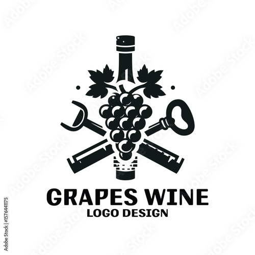 Grapes Wine Vector Logo Design 