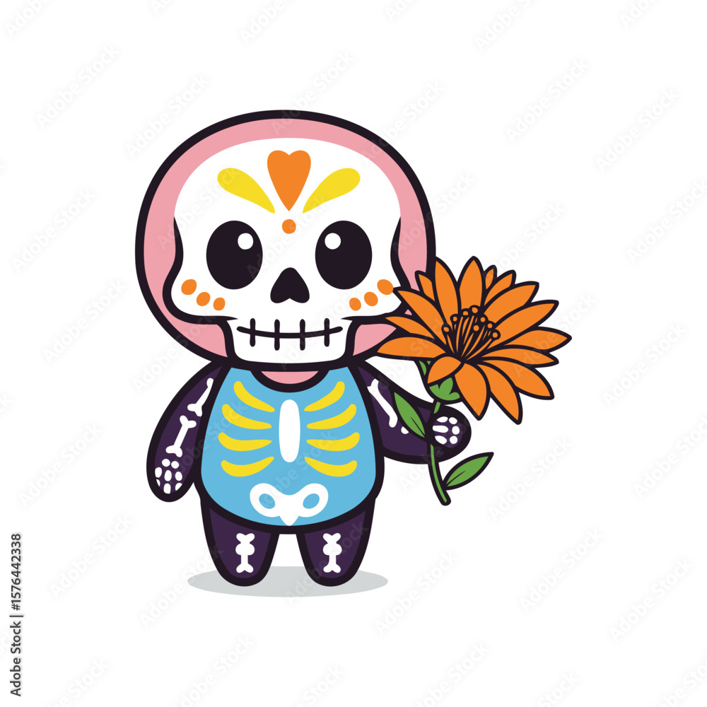 Fototapeta premium Mexican Festival Skull For Dia De Los Muertos 3 Vector Illustration 
