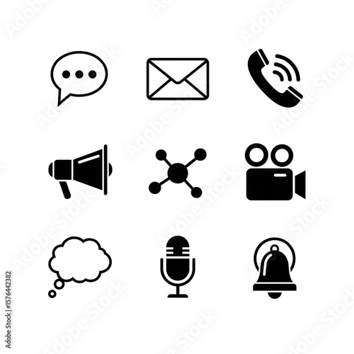 Vector set of social network and communication icons for web and business design