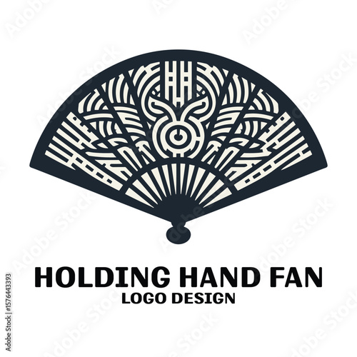 Canvastavla Holding Hand Fan Vector Logo Design