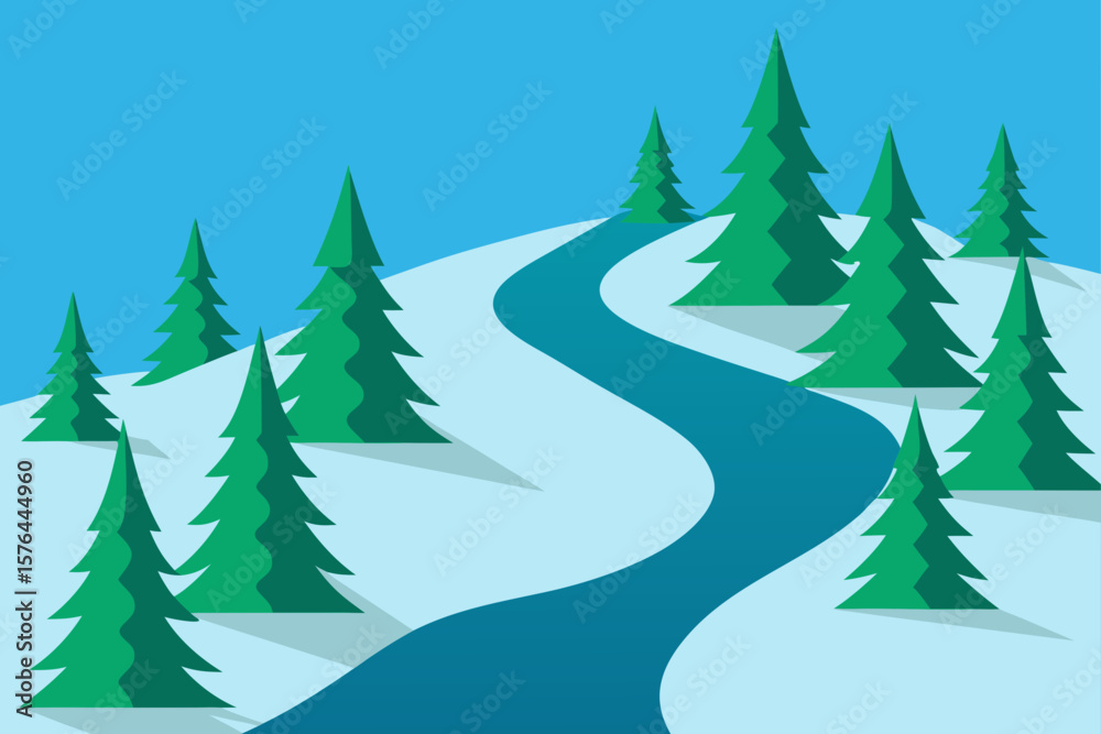 Obraz premium winter forest vector illustration