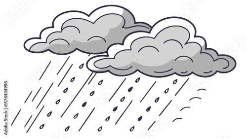 Cartoon rain clouds weather forecast illustration vector drawing graphic design rainy day clip art 100 character