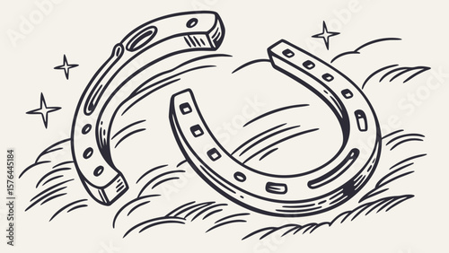 Lucky horseshoe vector graphic illustration for western theme design and good fortune illustrations clip art