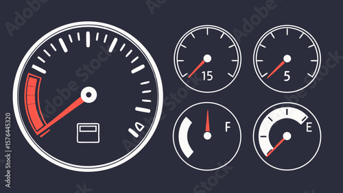 Fuel gauge dashboard car speedometer automotive indicator panel vehicle level meter full empty instrument 100