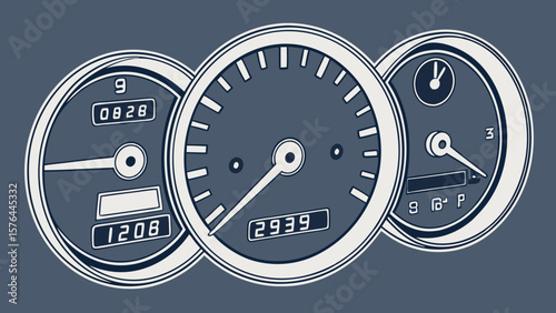 Automotive dashboard gauges speedometer tachometer odometer car vehicle information display instrument panel