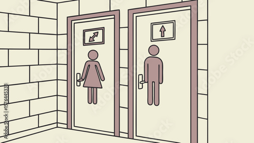 Restroom signs vector illustration for public places showing man and woman symbol for gender neutral toilet