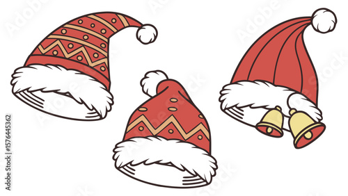 Christmas santa hat vector illustration for holiday season celebration and festive design projects use, 100 char
