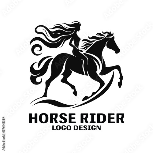 Horse Rider Vector Logo Design 