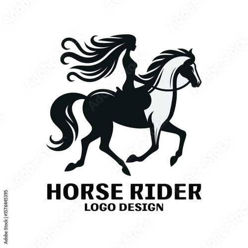 Horse Rider Vector Logo Design 