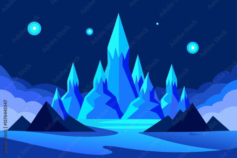 Obraz premium vector illustration of a mountain landscape