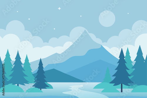 winter landscape with snow and tree