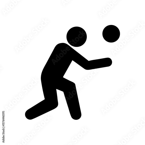 Silhouette of a Man Playing Volleyball – Athletic Sports Icon in Action Pose