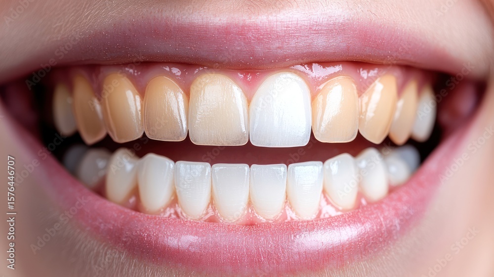 Fototapeta premium Teeth Whitening Before After Smile Closeup