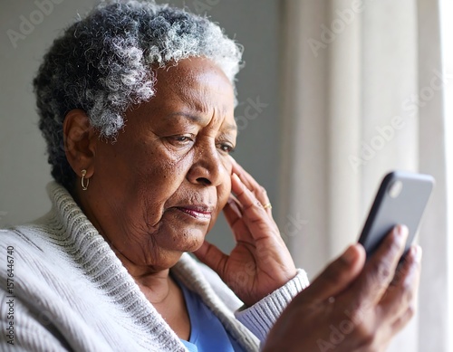 Senior woman looking at a phone