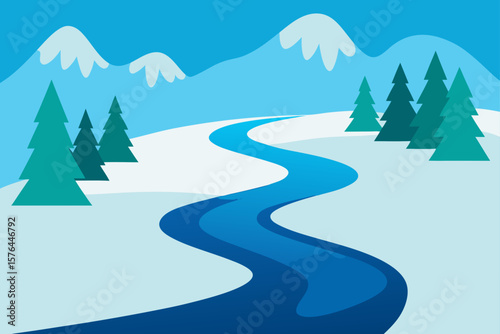 winter landscape with mountains
