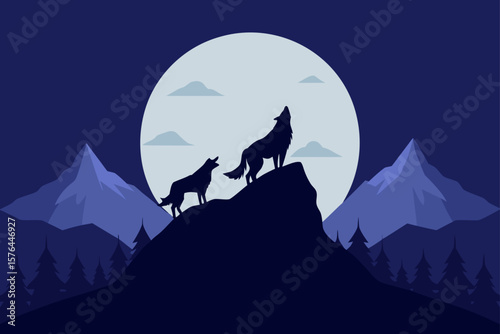wolf howling at the moon