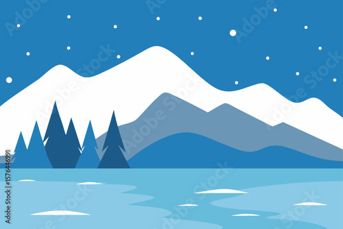 winter landscape with mountains