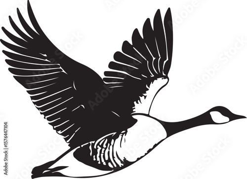 Goose Vector Illustration, Sketch Drawing Line Linear Symbol Icon Engraving Coloring Book, Hand-drawn Black and White Isolated