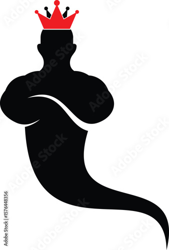 king genie logo vector illustration. Crown jin logo