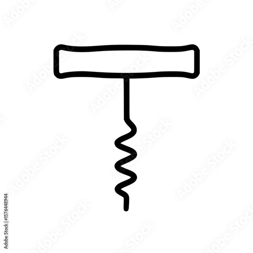 Minimalist Line Drawing of Corkscrew Wine Opener