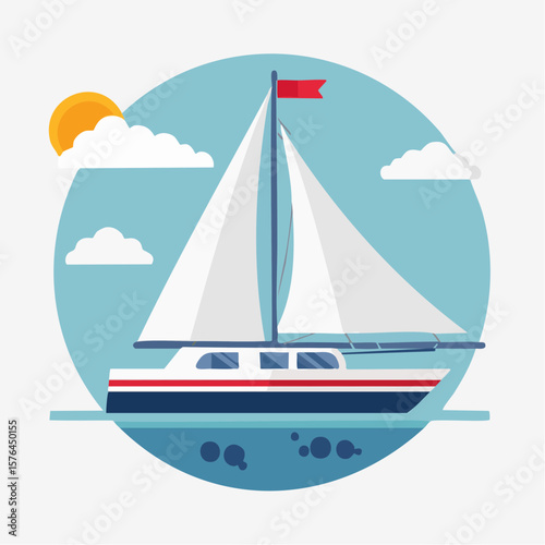 stylized sailboat icon in flat design symbolizing breezy summer escapes, ocean travel, and coastal relaxation

