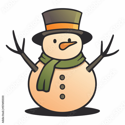 stylized snowman icon in cheerful gradient fill symbolizing winter playfulness, festive spirit, and seasonal joy