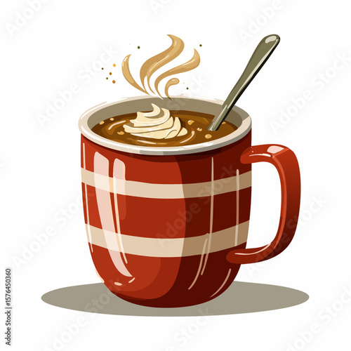 stylized steaming cocoa mug icon in flat design on 512×512 px artboard symbolizing cozy winter warmth and festive comfort
