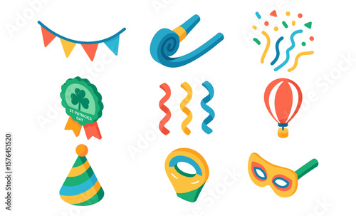 Festive celebration icons for st. patrick's day party design and decoration