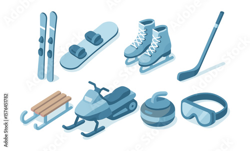 Winter sports icons: skiing, snowboarding, ice skating, and more for design