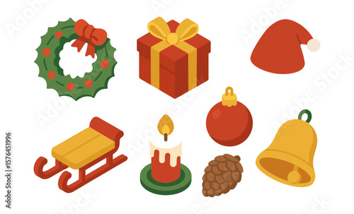 Charming winter icons collection for festive holiday designs
