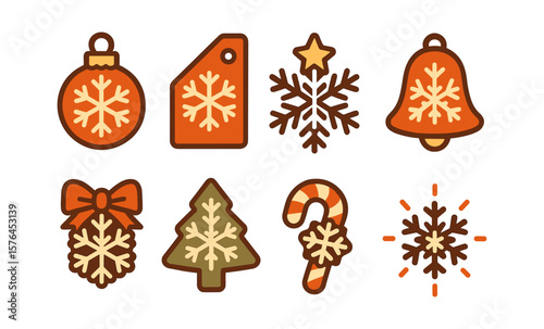 Festive snowflake icons for winter and christmas decoration design